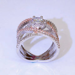 Χάλκινο Δαχτυλίδι σε Ασημί Απόχρωση με Ζιργκόν