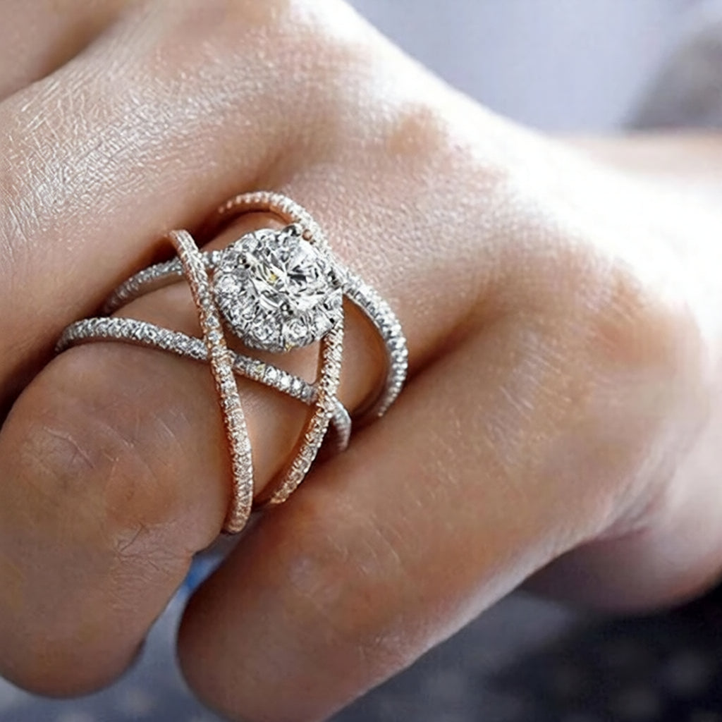 Χάλκινο Δαχτυλίδι σε Ασημί Απόχρωση με Ζιργκόν